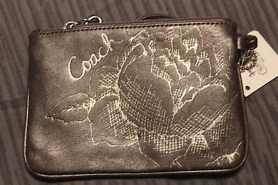 Coach 43785 Hematite Floral Wristlet Pouch RARE • $58