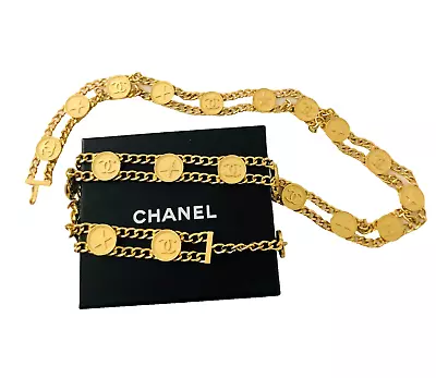 Chanel Belt Chanel Star Medallion Belt Gold Up To 39 Inches Vintage Rare!! • £1249