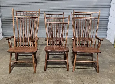 Set Of 6 S Bent Bros.  Modern Colonial Revival Bird Cage Windsor Chairs • $1899