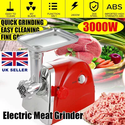 Powerful Heavy Duty Electric 3000W Meat Grinder Mincer & Sausage Maker Machine • £51.99