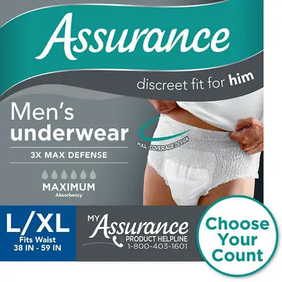 Assurance Men's Incontinence Underwear L/XL Maximum Absorbency (36 Count) • $15.97