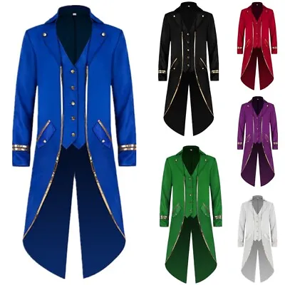 Men Retro Medieval Theme Costume Long Sleeve Swallow-Tailed Jacket Coat Tailcoat • $28.29