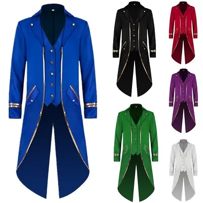 Mens Victorian Steampunk Tailcoat Jacket Coat Renaissance Medieval Costume • $24.69