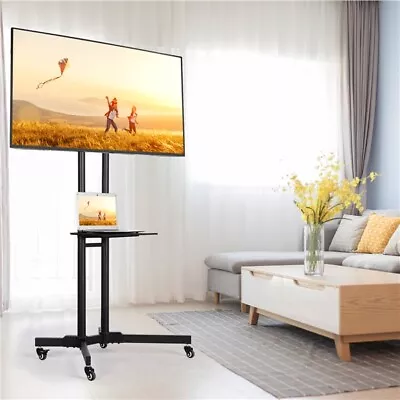 Mobile AV Carts TV Stand Tray For LCD LED Plasma Flat Screen W/Shelf And Wheels • $46.99