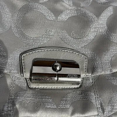 Coach Handbag Medium Sz Used Vintage #774A Purse Is Silver/ Silver With Sparkle • $29.99