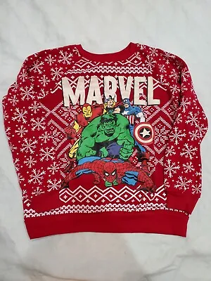 $19.99 • Buy Marvel Womens Sweatshirt M Avengers Red Pullover Christmas Captain America Hulk