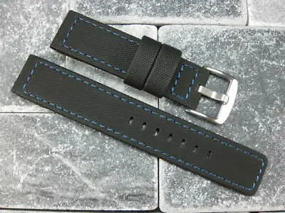 24mm PVC Composite Rubber Band Black Diver Watch Strap Kevlar For Maratac Blue X • $30.29