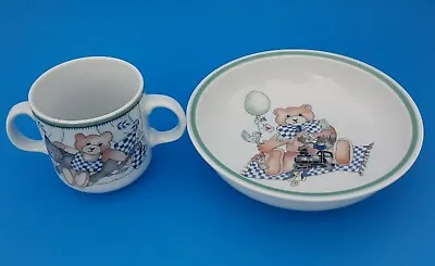 Childs Porcelain 2 Piece Dish Set Villeroy & Boch Kiddy Teddy Bear Collection • $29.99