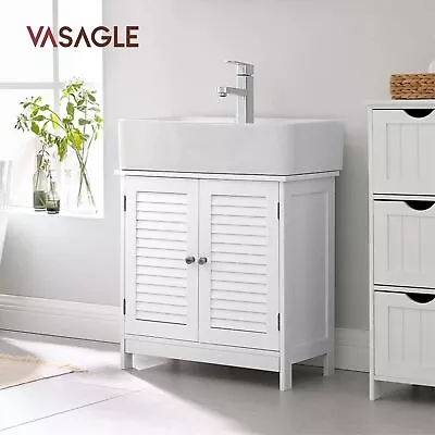 Vasagle Bathroom Under Sink Cabinet With Louvered 2 Doors Matte White • $87.95