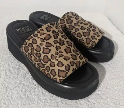 Vtg 90s Y2K Mootsies Tootsies Leopard Print Slinky Chunky Platform Sandals Sz 8 • $34.99