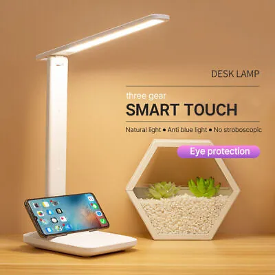 Dimmable LED Desk Light Touch Sensor Table Bedside Reading Lamp USB Rechargeable • $9.99