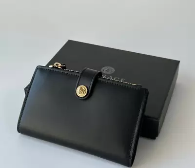 VERSACE Black Calf Wallet With Coin Purse NEW • $659.45