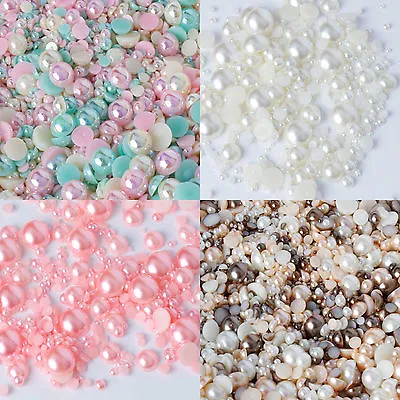 Mixed Flat Back Pearls Rhinestones Embellishments Face Gems Craft Card Making • £2.99