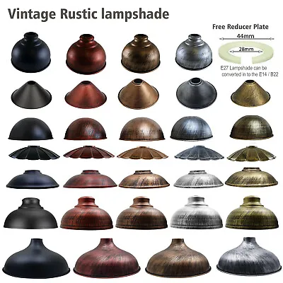 £9.89 • Buy Metal Rustic Light Shades Retro Vintage Ceiling Pendant Lampshade Various Colour