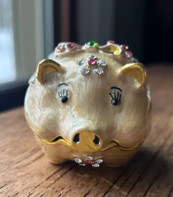 Jeweled Pig Trinket Box Hinged • $9.99