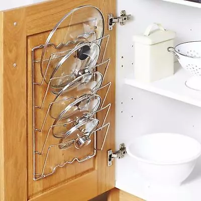 Cupboard Saucepans Pan Lids Storage Rack Holder – Holds 5 Lids • £14.99