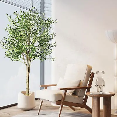 6FT Artificial Olive Tree Fake Plant Faux Tree With Lifelike Olive Leaves 180cm • £55.90