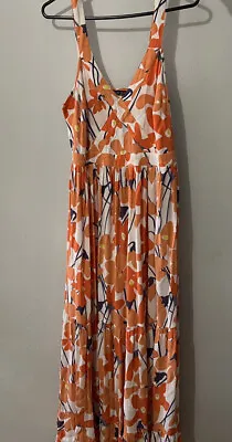 Mister Zimi Maxi Dress - Size 12 - Peach/Blue/White - Pre-owned • $40