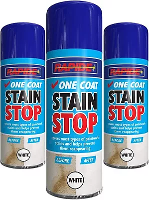 400ML White Stain Stop Spray Paint Long Lasting Paintwork Remover Aerosol Can • £6.49