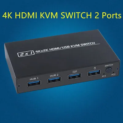 4K USB HDMI-compatible  KVM Switch Box Video Display Switcher Splitter For 2 PC • $29.65
