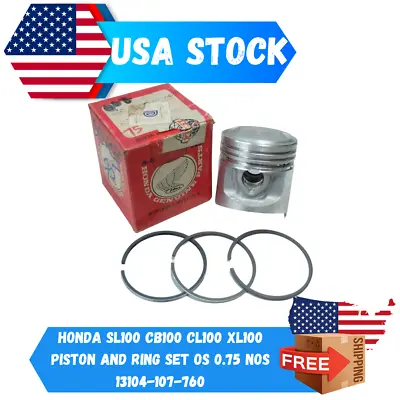 Honda CL100 XL100 SL100 CB100 Piston And Ring Set OS 0.75 NOS  • $41.80