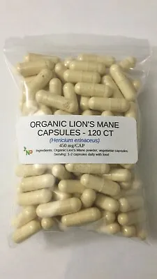 Organic Lion's Mane Mushroom Supplement - Vegan Capsules • $4.95