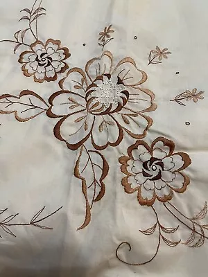 Vintage Floral Detail Cafe Curtains Pair 33”W X 35”H Set Of 2. Cotton/Linen • $10