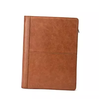 Leather Portfolio With 3 Ring Binder Vegan Leather Padfolio Regular Brown • $102.25