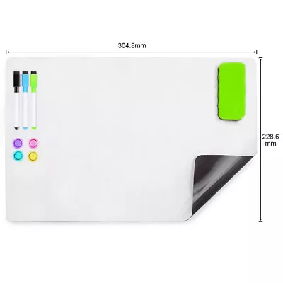 $16.99 • Buy A4+Soft Magnetic Whiteboard For Fridge 304X228MM With 3 Markers 