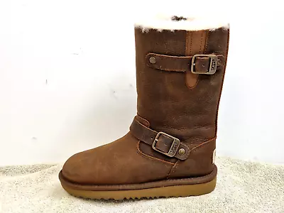 UGG Australia Kensington Girls Sheepskin Boots Leather Brown Zip UK 12 EU 30 • £17.97