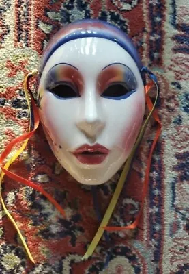 Mardi Gras  Mask Masquerade Carnival Cosplay Wall Decor Gypsy Girl Ceramic  • $15