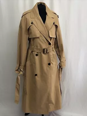 Debenhams Trench Coat Jacket  Beige Stone Size S Camel Color Kate Macmahon E1559 • £25.99