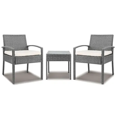 $199.95 • Buy Gardeon 3 Piece Wicker Outdoor Lounge Setting Patio Furniture Rattan Set Garden