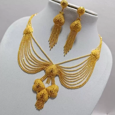 $21.99 • Buy Layer Necklace Bridal Gold Plated Indian Bollywood Choker Earrings Jewelry Set