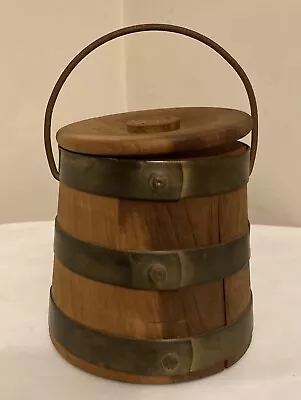 VTG Primitive Miniature Salesman Sample Wood Bucket W Lid & Metal Swing Handle • $21