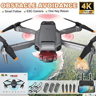 $52.95 • Buy Auto Avoidance Drone W/ 4K GPS HD Camera FPV Foldable RC Quadcopter 3Batteries