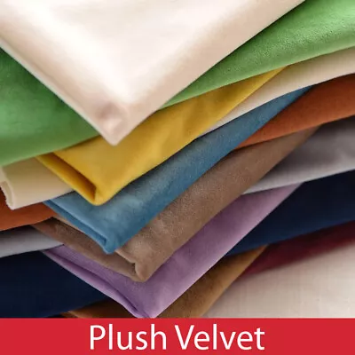 Plush Velvet Fabric Plain Velvet Upholstery Material 140cm Wide Curtain Sofa • £0.99