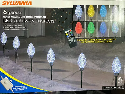$58.99 • Buy SYLVANIA 6 Piece Color Changing Multi-function LED Pathway Markers 10FT Sealed