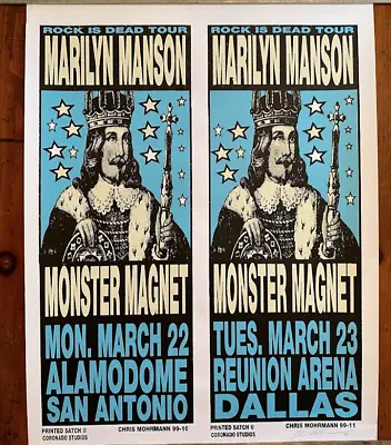 MARILYN MANSON/Monster Magnet Screenprint Concert Poster 1999 Signed Uncut Proof • $91.99