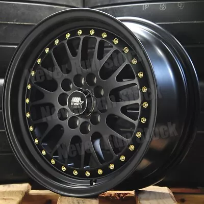 $504.45 • Buy MST MT-10 15x7 5x100/114.3 20 OFFSET MATTE BLACK MESH GOLD RIVET 4 WHEELS SET