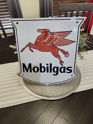 Original Mobilgas Pegasus Porcelain Advertising Sign • $875