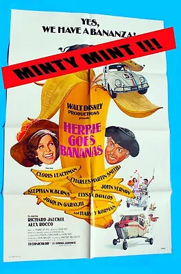 HERBIE GOES BANANAS Vintage Disney Movie Poster VW Bug MINTY MINT! Never Hung • $15