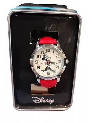 Watch Disney Women's Minnie Mouse Accutime Red Band NEW In Orig Tin Bx • $17