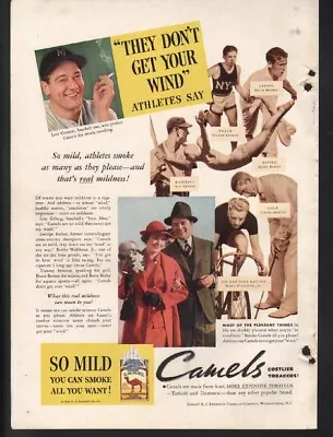 1935 Lou Gehrig Baseball Divie Athlete Cigarette Tobacco Sport Camel Ad 21896 • $32.39