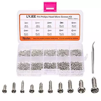 1000Pcs Mini Screw Kit M1 M1.2 M1.4 M1.7 Pan Head Micro Screws Self-Tapping • $13.04