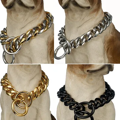 £9.44 • Buy Pet Puppy P Choke Chain Training Large Dog Collar Stainless Steel Twist Necklace