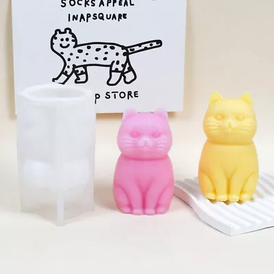 Cute Cat Silicone Mold Soap Making Craft Mold Cute Cat Mold Silicone Candle   XK • £7.68