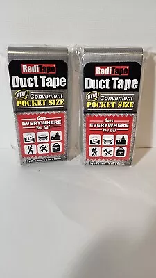 Travel Size Silver Duct Tape 2-Pack - Pocket Size Flat Thin Mini Roll Many Uses • $10.11