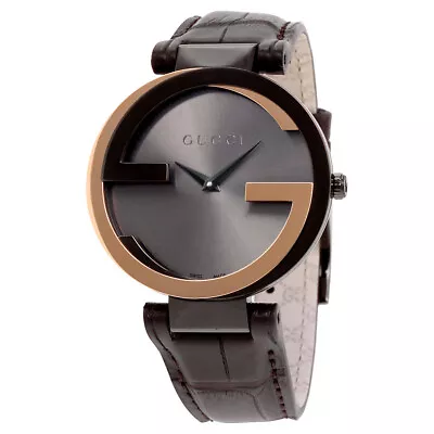 $1109.22 • Buy Gucci Watch Interlocking Leather Brown Strap Ladies Watch Mod. YA 133304