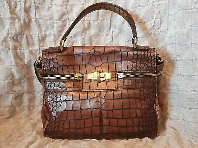 £299 • Buy Iconic Max Mara Margaux Brown Embossed Croc Leather Bag